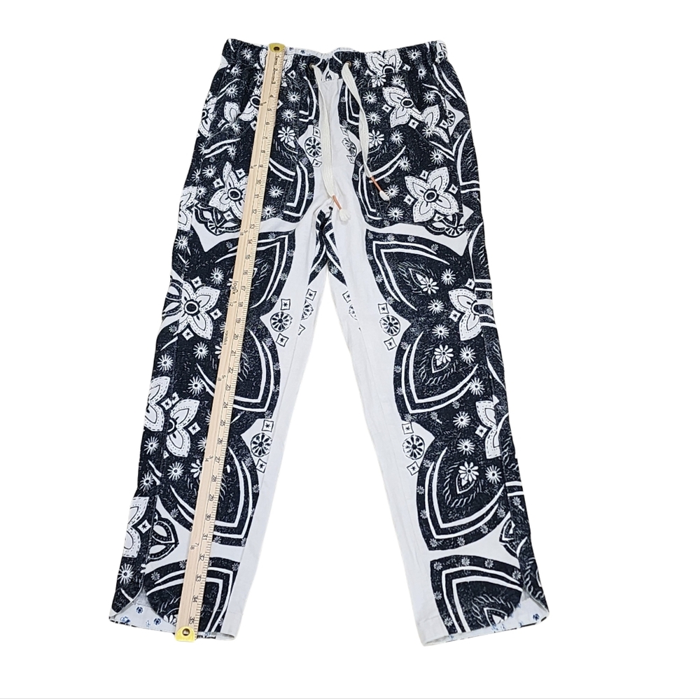 Pilcro Surf Linen Paisley Pants Women’s XS Anthropologie Drawstring‎ Black White - Picture 8 of 10